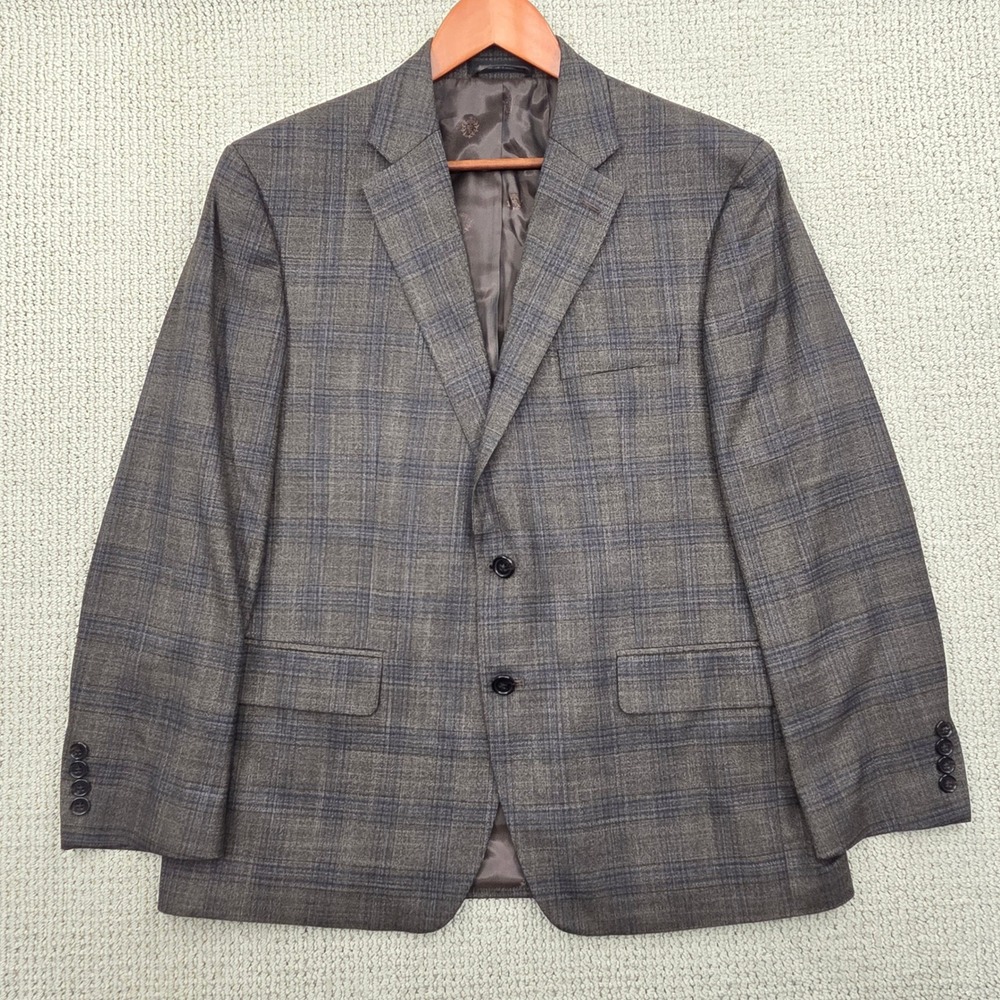 Lauren Ralph Lauren Mens 42S Blazer Brown Blue Plaid Two Button Sport Coat 42 S - Picture 2 of 9